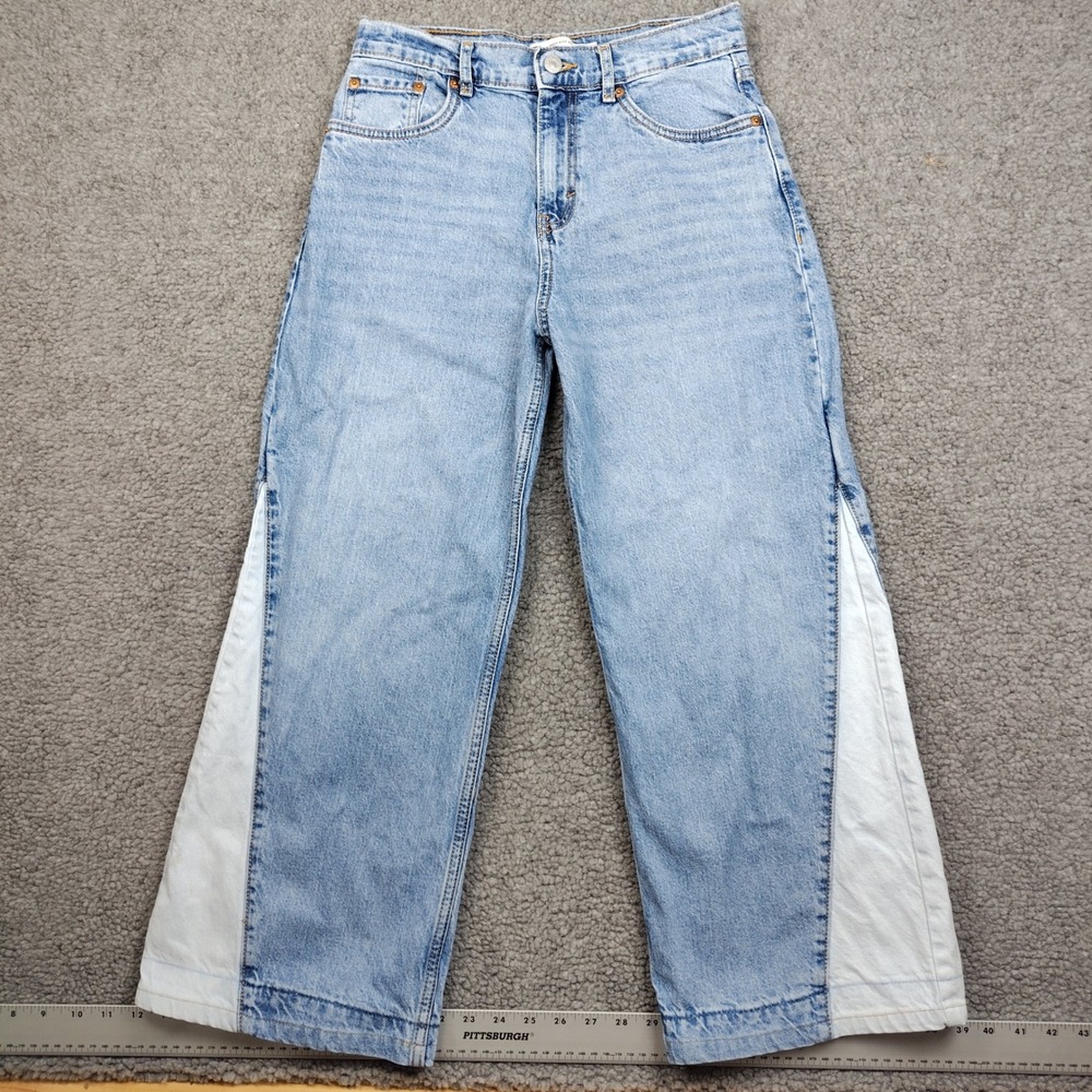 Levis Jeans High Rise Baggy Sz 28X25 Wide Leg Cropped Two Tone Skater Y2K 70s